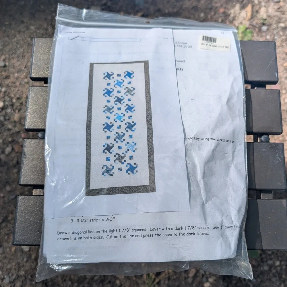 Pressing Matters Dew Drops Quilt Kit Pattern Fabric Strips Blue White Star 2015